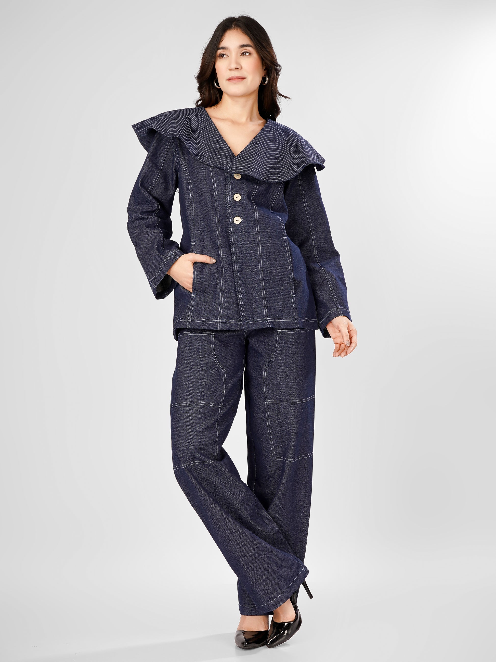Stylish Denim Co-ord Set with Structured Fit 