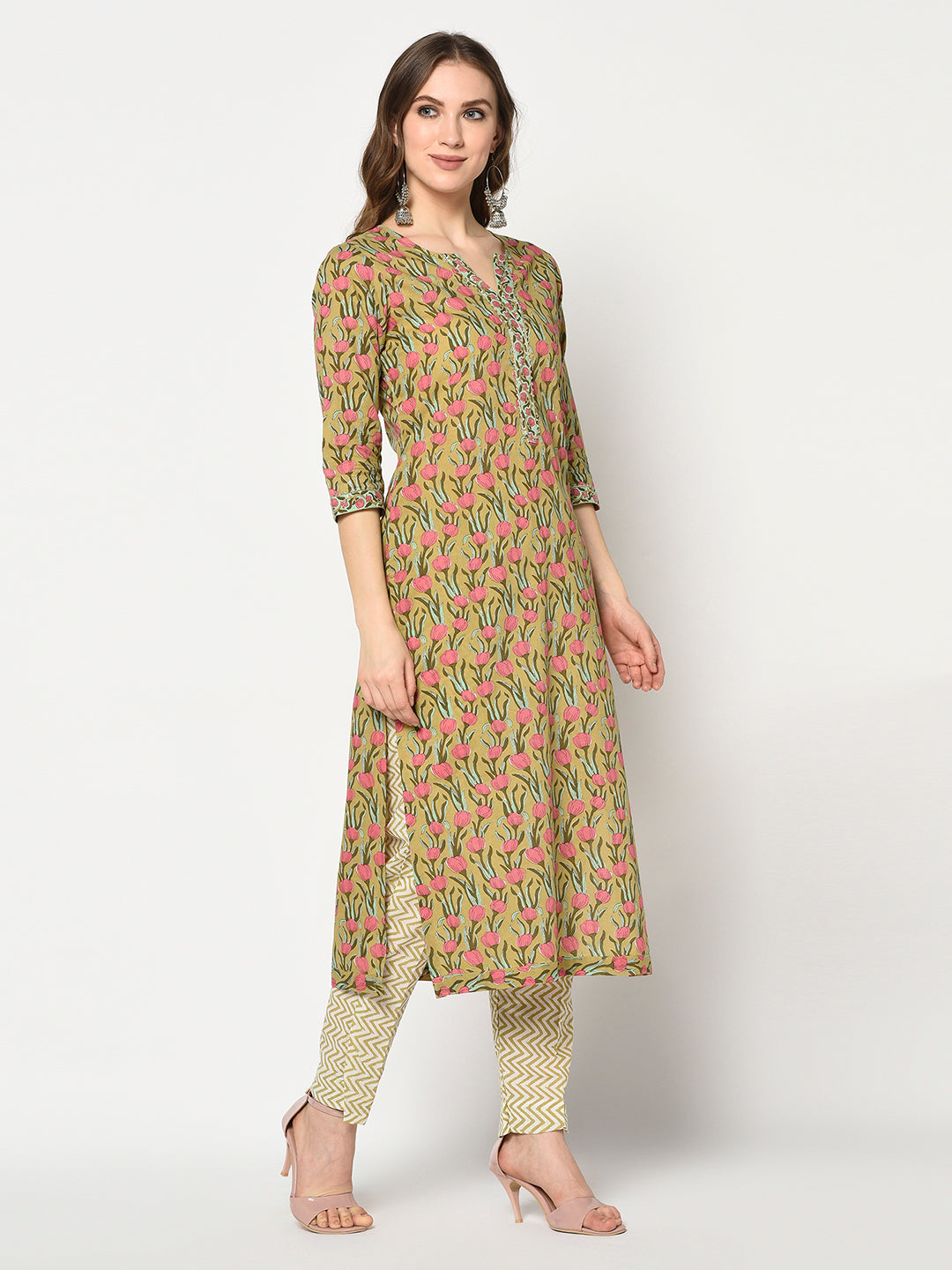 Suranjana-Pure cotton kurta set | Green