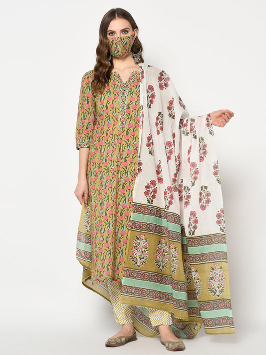 Suranjana-Pure cotton kurta set | Green