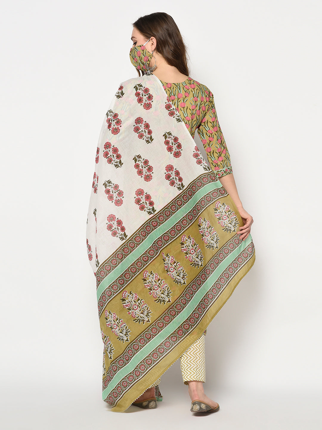 Suranjana-Pure cotton kurta set | Green